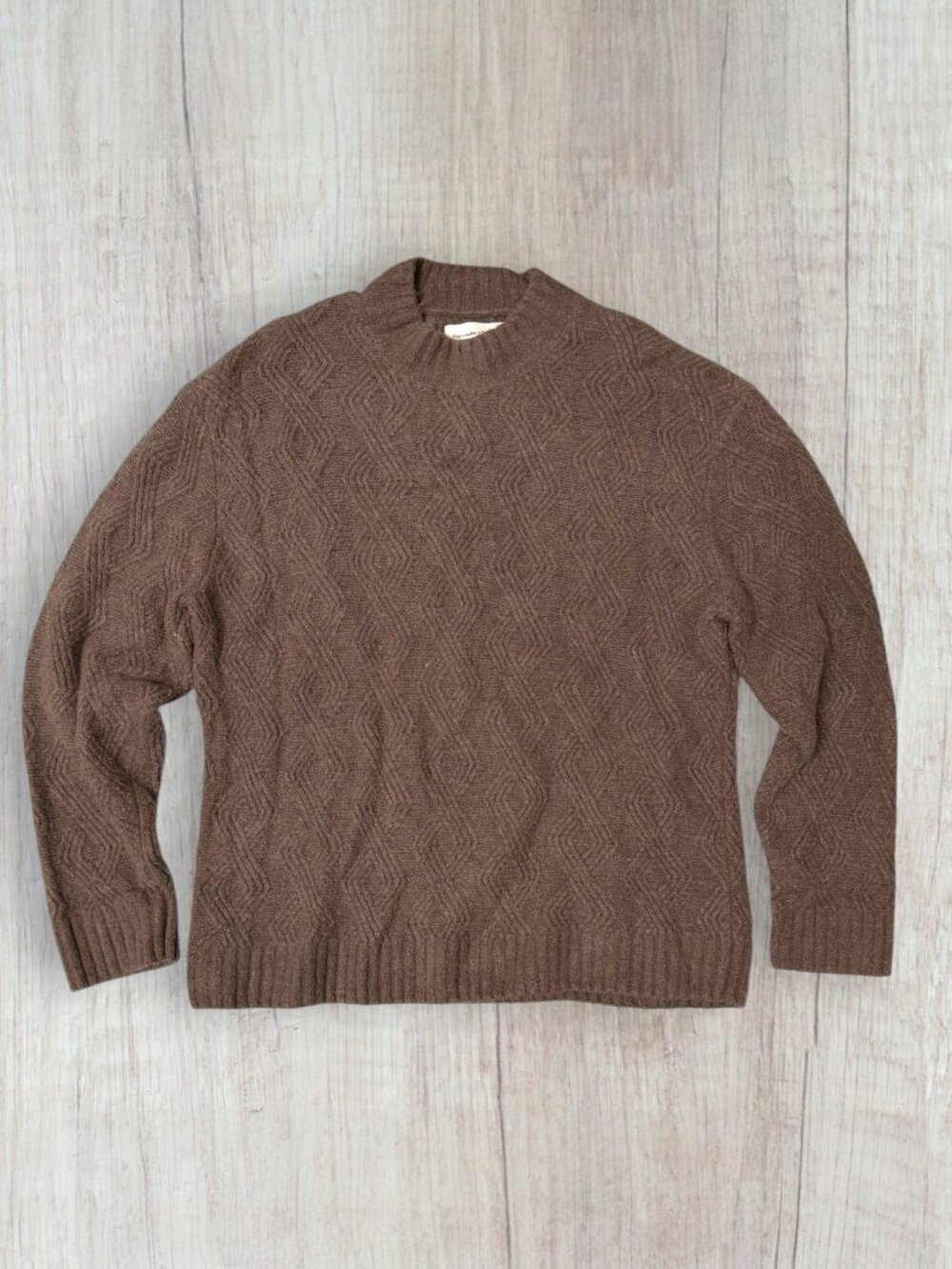 Abercrombie & Fitch Soft A&F Brown Diamond Cable Knit Oversized Sweater XL